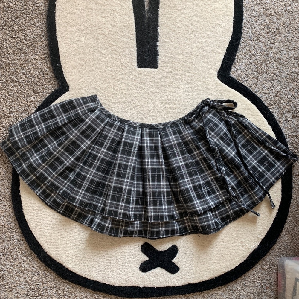 frill layered cotton wrap short pleat skirt